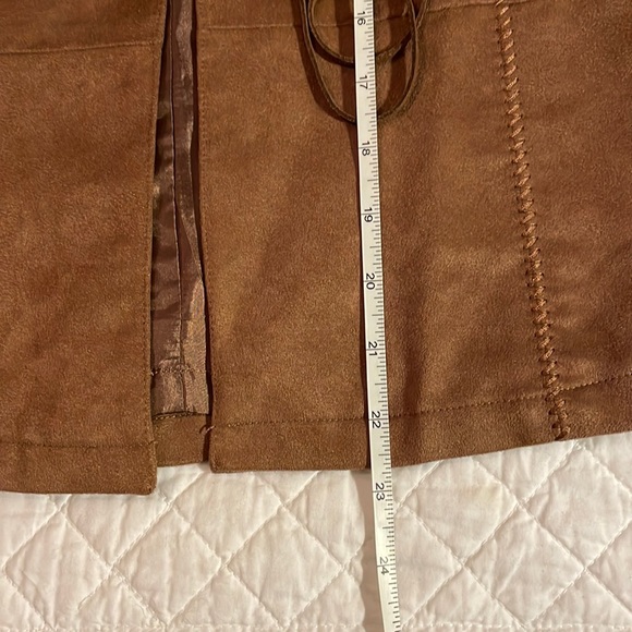 Parallel L Faux Suede Jacket Long Full Sleeves Brass Buttons closure with Ties - Picture 7 of 16